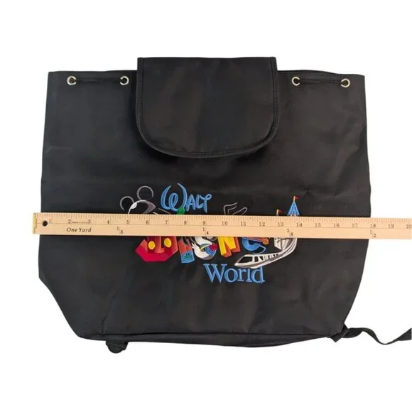 Walt Disney World Drawstring Backpack Black Embroidered Authentic Disney Parks - Picture 6 of 9